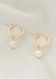 Petite Gold  |  Pearl Hoops