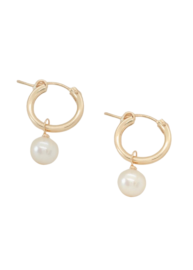 Petite Gold  |  Pearl Hoops