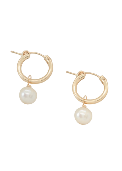 Petite Gold  |  Pearl Hoops