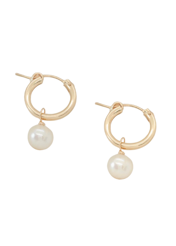 Petite Gold  |  Pearl Hoops