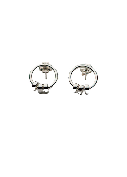 Strut |  Comfort Collection - Beaded Circle Stud Earrings - Silver