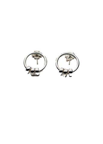 Strut |  Comfort Collection - Beaded Circle Stud Earrings - Silver