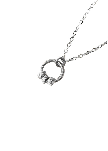 Strut |  Comfort Collection - Beaded Circle Pendant Necklace - Silver