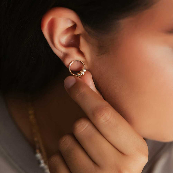 Strut |  Comfort Collection - Beaded Circle Stud Earrings - Gold