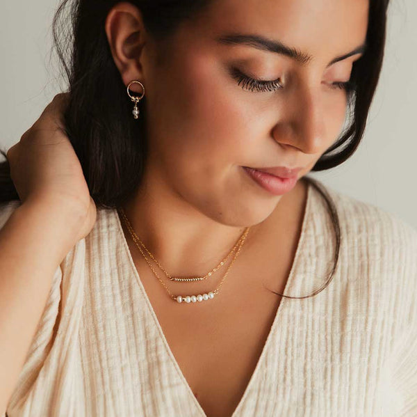 Strut |  Comfort Collection - Petite Silver Bead Bar Necklace