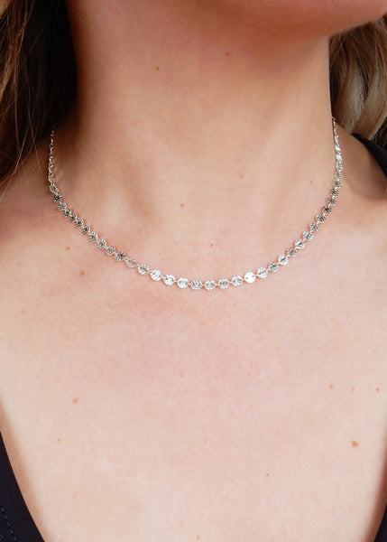 Sterling Silver Hammered Disc Necklace