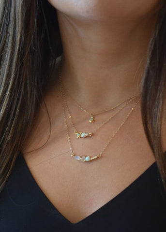 La Kaiser Diamond Wish Pendant Necklace, Moonstone, Opal & Rose Quartz